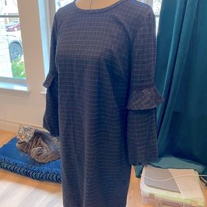 LOFT Plaid Puff Sleeve Dress